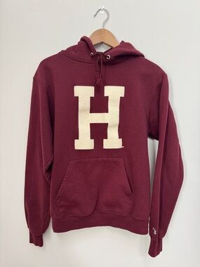 Harvard Soft Felt Vintage H Hoodie | Crimson | Collegiate